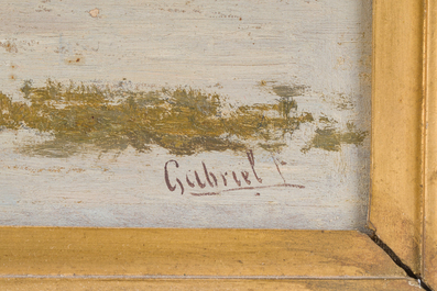 Paul Joseph Constantin Gabri&euml;l (1828&ndash;1903): Moored boat, oil on panel