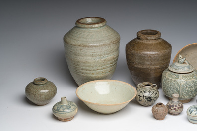 A varied collection of Asian mostly monochrome glazed ceramics, a.o. China and Southeast Asia, 15th C. and later