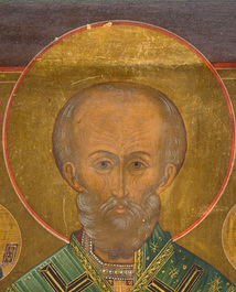A Russian orthodox 'St. Nicholas the Wonderworker' icon, 19th C.