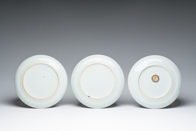 Six Chinese blue and white 'playing boys in a landscape' plates, 19th C.