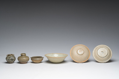 A varied collection of Asian mostly monochrome glazed ceramics, a.o. China and Southeast Asia, 15th C. and later