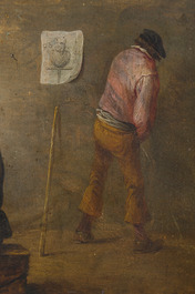School of Teniers (David Teniers II, 1610-1690): Animated inn scene, oil on panel, 17th C.