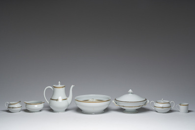 A French 50-piece polychrome and gilt porcelain 'Ruban or' service, Christofle, 20th C.