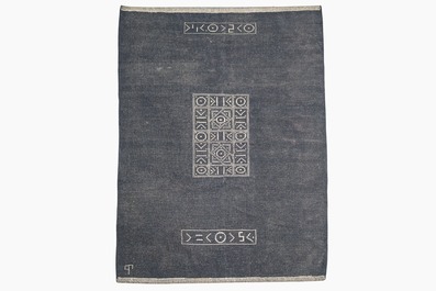 A French Art Deco rug with geometric design, monogrammed J.P., wool on cotton, first half 20th C.
