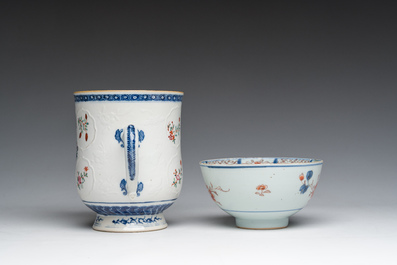A varied collection of Chinese famille rose and Imari style porcelain with floral and Mandarin design, 18th/19th C.