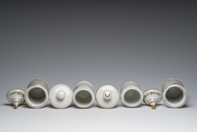 A varied collection of French gilt and polychrome decorated pharmacy jars, 19th C.