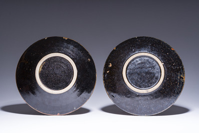 Shōji Hamada (1894-1978): Two tenmoku glazed plates