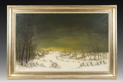 Leo Piron (1899&ndash;1962): 'Nukerke', oil on canvas, dated 1961