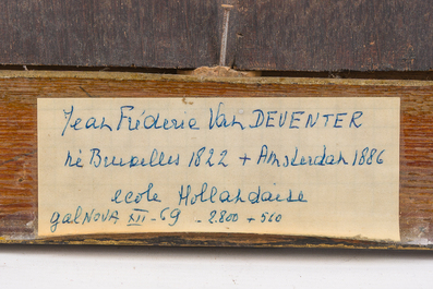 J. Deventer (19&egrave;me si&egrave;cle): Voilier en mer, huile sur toile maroufl&eacute;e sur panneau
