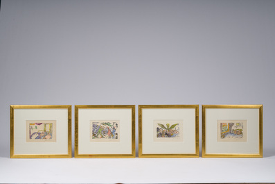 James Ensor (1860-1949, after): The deadly sins, eight etching in colours, [1904], 20th C.
