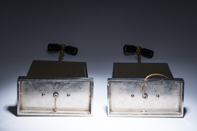 Christian Krekels (1942): A pair of stainless steel and etched brass table lamps with floral design, 1970s