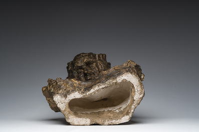 Belgian school, illegibly signed: Pleurante, patinated plaster, first half 20th C.