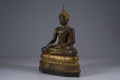 A Thai gilt bronze Buddha, Ayutthaya, 18th C.