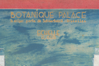 Jean Robert Vanhoenacker (1875-1958): Design for the 'Botanique Palace' in Brussels, mixed media on paper marouflated on board, dated (19)34