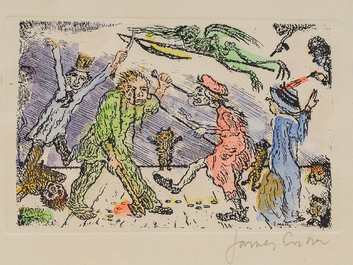 James Ensor (1860-1949, after): The deadly sins, eight etching in colours, [1904], 20th C.