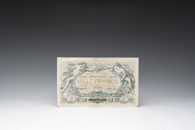 Three Belgian 1000 franc banknotes featuring Neptune and Salacia issued by the National Bank of Belgium, dated 1909-1919
