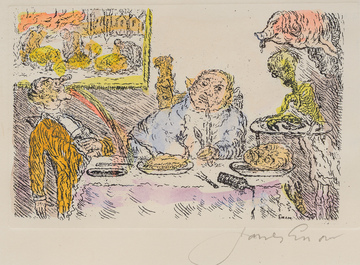 James Ensor (1860-1949, after): The deadly sins, eight etching in colours, [1904], 20th C.