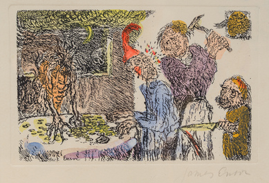 James Ensor (1860-1949, after): The deadly sins, eight etching in colours, [1904], 20th C.