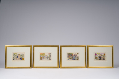 James Ensor (1860-1949, after): The deadly sins, eight etching in colours, [1904], 20th C.