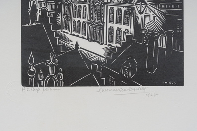 Belgian school: Five various graphic works, 20th C.