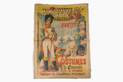 A 'Maison Peignon - 1, Rue d'Erlon, Nantes - Costumes for cavalcades &amp; soir&eacute;es' poster, Gu&eacute;neux Fr&egrave;res, early 20th C.
