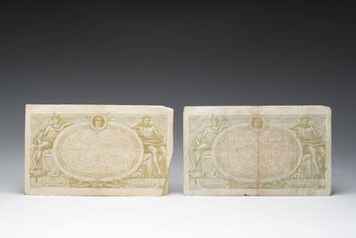 Three Belgian 1000 franc banknotes featuring Neptune and Salacia issued by the National Bank of Belgium, dated 1909-1919