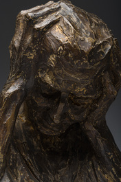 Belgian school, illegibly signed: Pleurante, patinated plaster, first half 20th C.