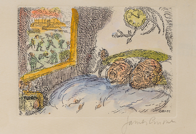 James Ensor (1860-1949, after): The deadly sins, eight etching in colours, [1904], 20th C.