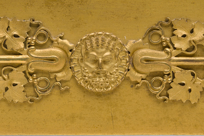 A Ghent gilt bronze mantel clock crowned with a male Bacchante, 19th C.