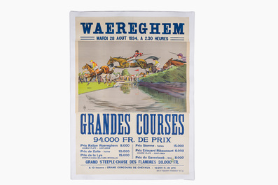 Charles Lechat (1896-1974): Poster 'Waereghem Grandes Courses', press 'P. Vermeersch - Waereghem', dated 1934
