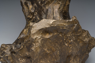 Belgian school, illegibly signed: Pleurante, patinated plaster, first half 20th C.