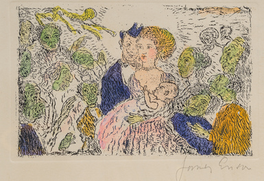 James Ensor (1860-1949, after): The deadly sins, eight etching in colours, [1904], 20th C.