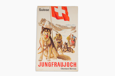 Eric Weber (?): Poster promoting the Jungfraujoch region in Switzerland, chromolithograph, Soci&eacute;t&eacute; Polygraphique Laupen, ca. 1950