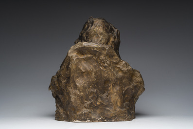 Belgian school, illegibly signed: Pleurante, patinated plaster, first half 20th C.