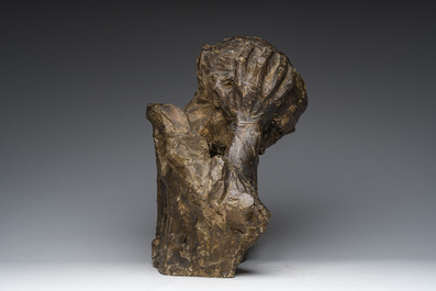 Belgian school, illegibly signed: Pleurante, patinated plaster, first half 20th C.