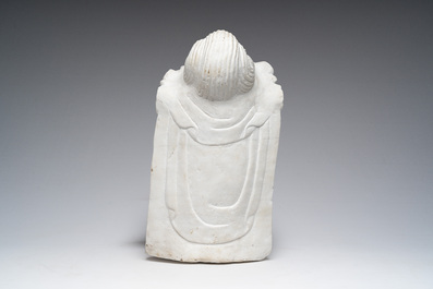 A Chinese white marble head of a Guanyin, second half 20th C.