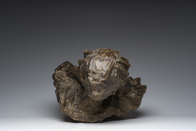 Belgian school, illegibly signed: Pleurante, patinated plaster, first half 20th C.