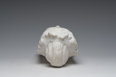A Chinese white marble head of a Guanyin, second half 20th C.