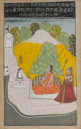 Indian school: Three miniatures with an animated scene and a pair of portraits of an imperial couple, 19th/20th C.