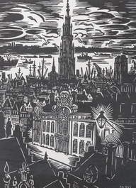 Belgian school: Five various graphic works, 20th C.