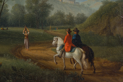 Pierre-Joseph Petit (1768-1825): Two animated landscapes with horsemen, oil on canvas