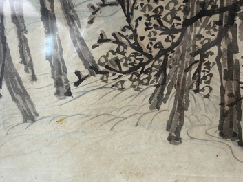 Chinese school: An animated river landscape, ink and colours on paper, 19th/20th C.
