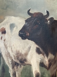 Henry Schouten (1860-1927): Cows in a landscape at the edge of a watering hole, oil on canvas