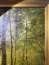 Cesar De Cock (1823-1904 or in the manner of): Animated sous-bois, oil on canvas