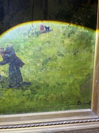 Cesar De Cock (1823-1904 or in the manner of): Animated sous-bois, oil on canvas
