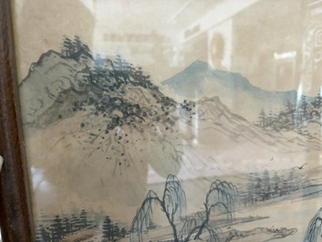 Chinese school: An animated river landscape, ink and colours on paper, 19th/20th C.