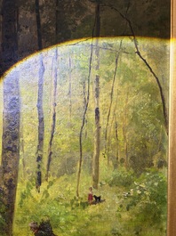 Cesar De Cock (1823-1904 or in the manner of): Animated sous-bois, oil on canvas
