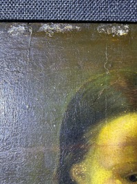 &Eacute;cole fran&ccedil;aise, monogramm&eacute; JFM (Jean Fran&ccedil;ois Millet, 1814-1875 ?): Le mod&egrave;le f&eacute;minin, huile sur papier maroufl&eacute; sur panneau, 19&egrave;me si&egrave;cle
