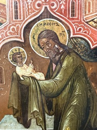 Two Russian orthodox icons, 'Saint Paraskeva' and 'Presentation of Jesus in the temple', 19th C.