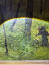 Cesar De Cock (1823-1904 or in the manner of): Animated sous-bois, oil on canvas